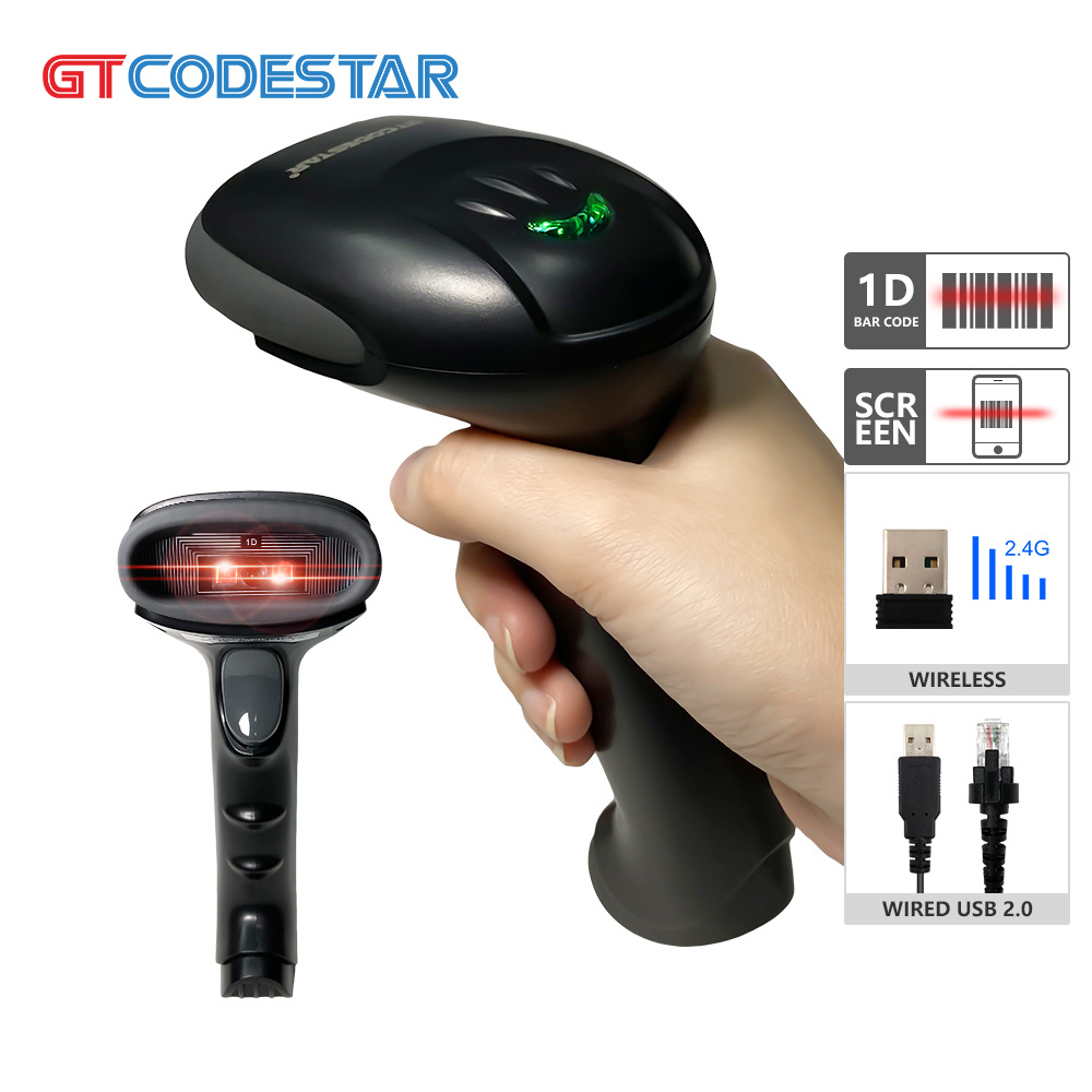 Barcode Scanner Wireless - GTCODESTAR High Precision 1D CCD Wireless