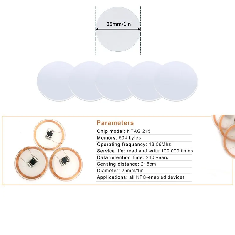 20pcs 50pcs 13.56MHz Ntag215 N - Nfc Tag Programmable review and price