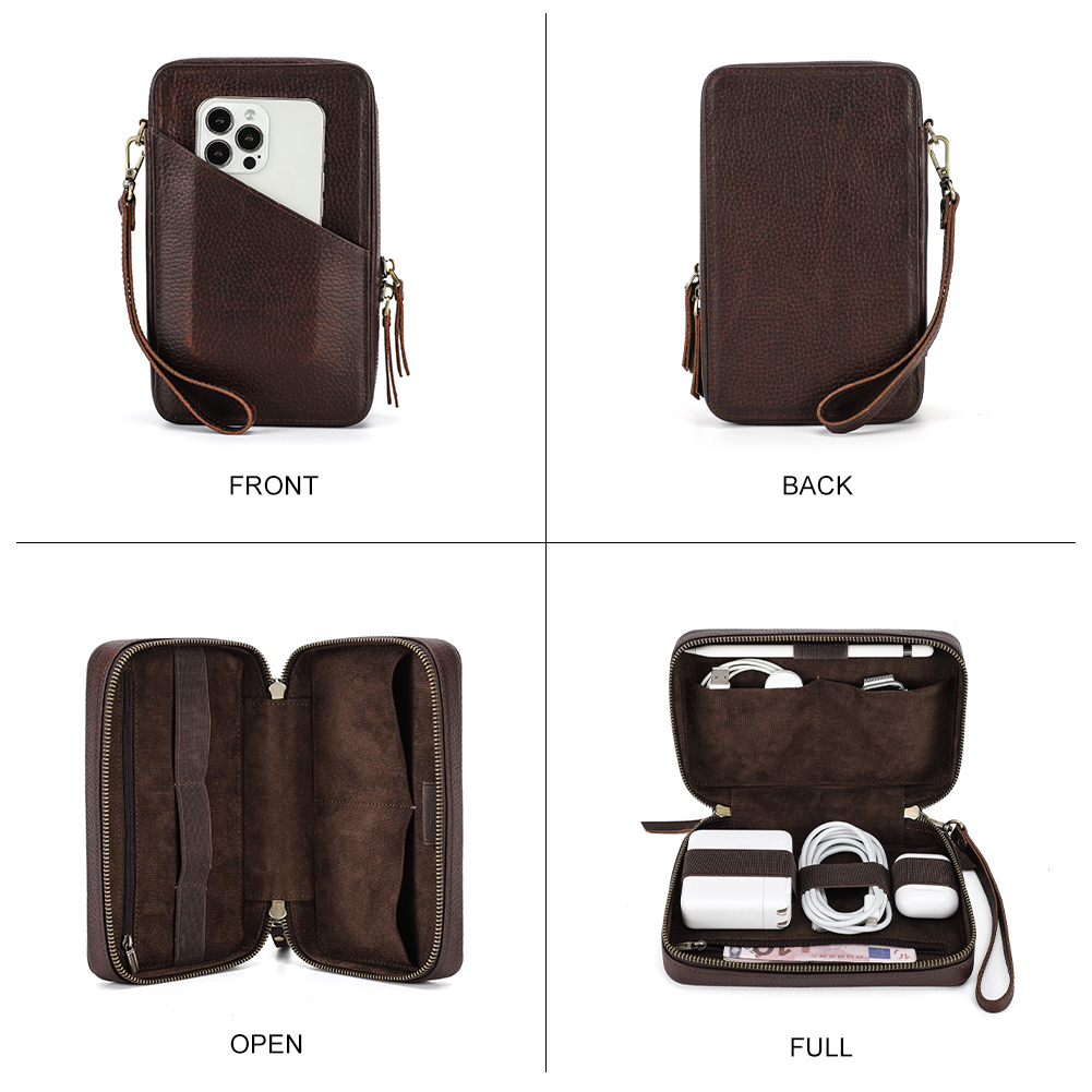 Genuine Leather Portable USB D - Electronics Gadgets Bag review and price