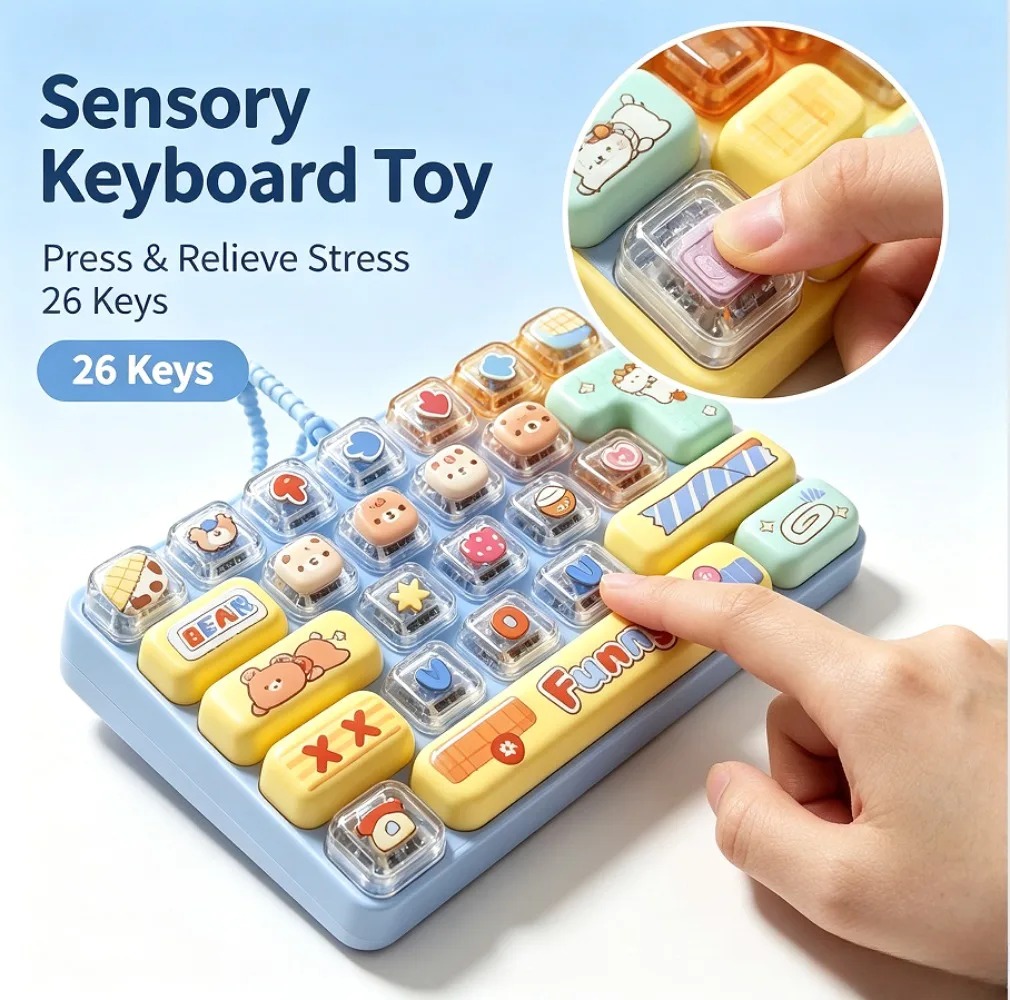 Cute Macaron 26 Keys Fidget Cl - Electronics Gadgets Bag review and price